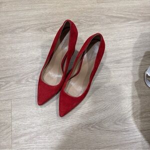 Elegant Red Suede Women's Heels